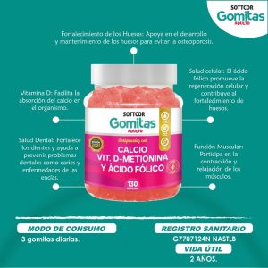 Gomitas de Calcio + Vit D + Metionina + Acido Folico